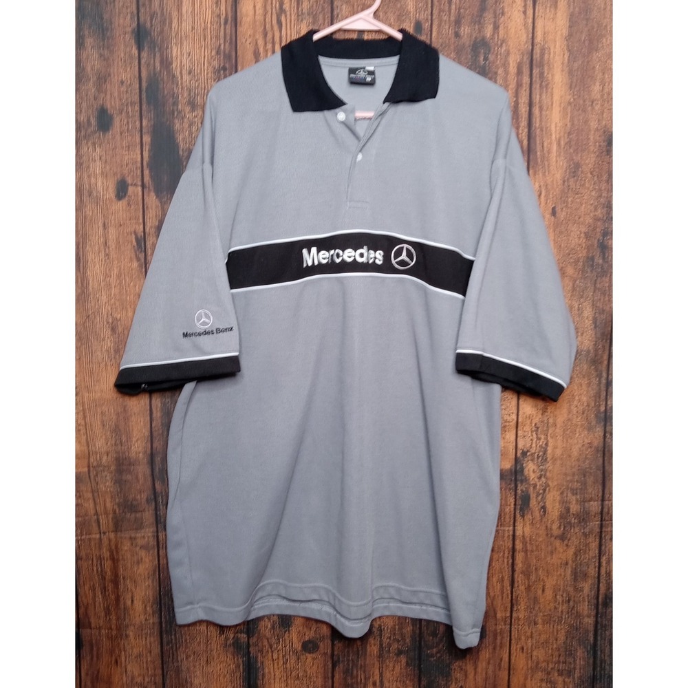Mercedes-Benz Mobil 1 Men's Polo Shirt Short Sleeve Size 3XL Gray Black
